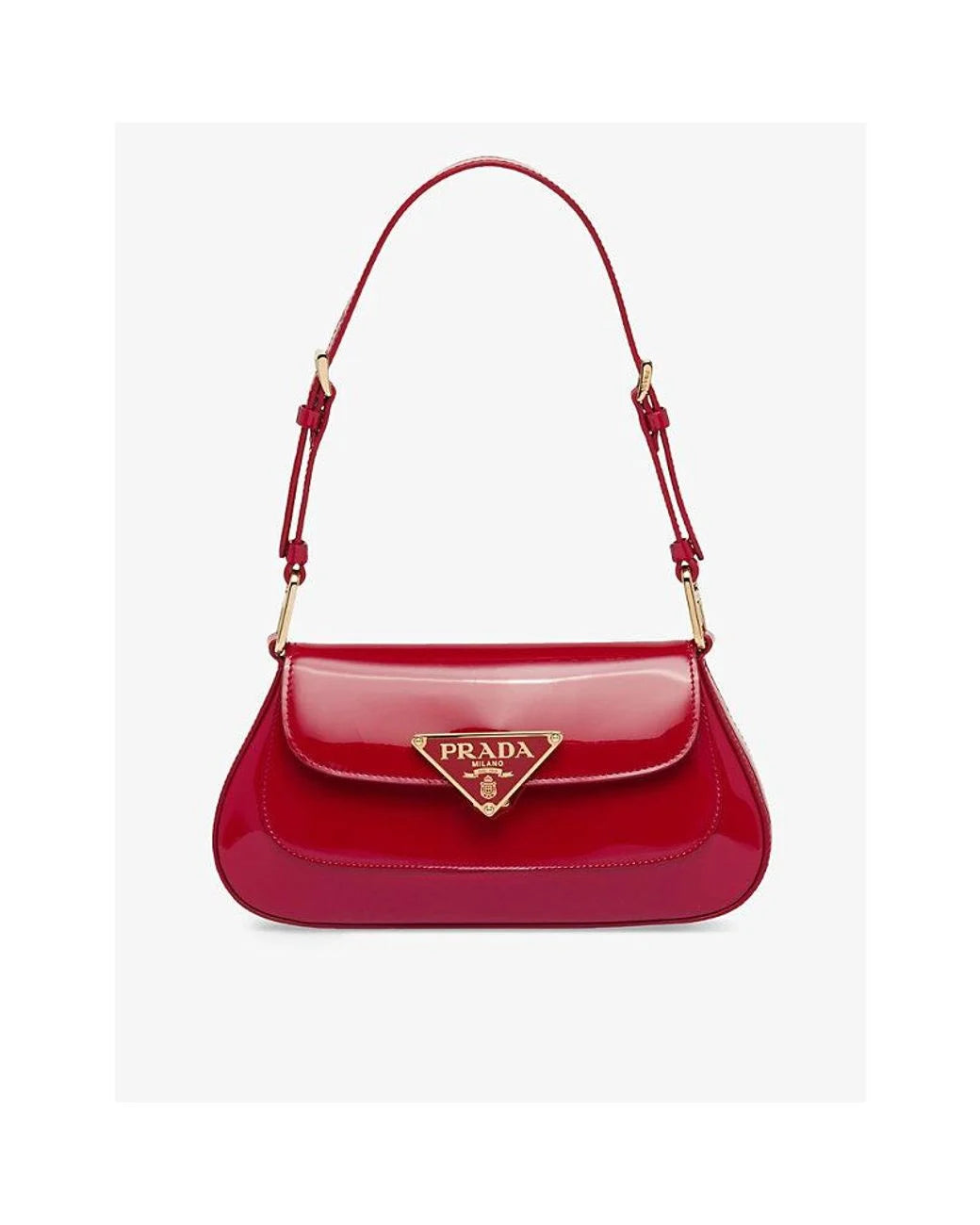 Prada Cleo Patent-leather Shoulder Bag in Red